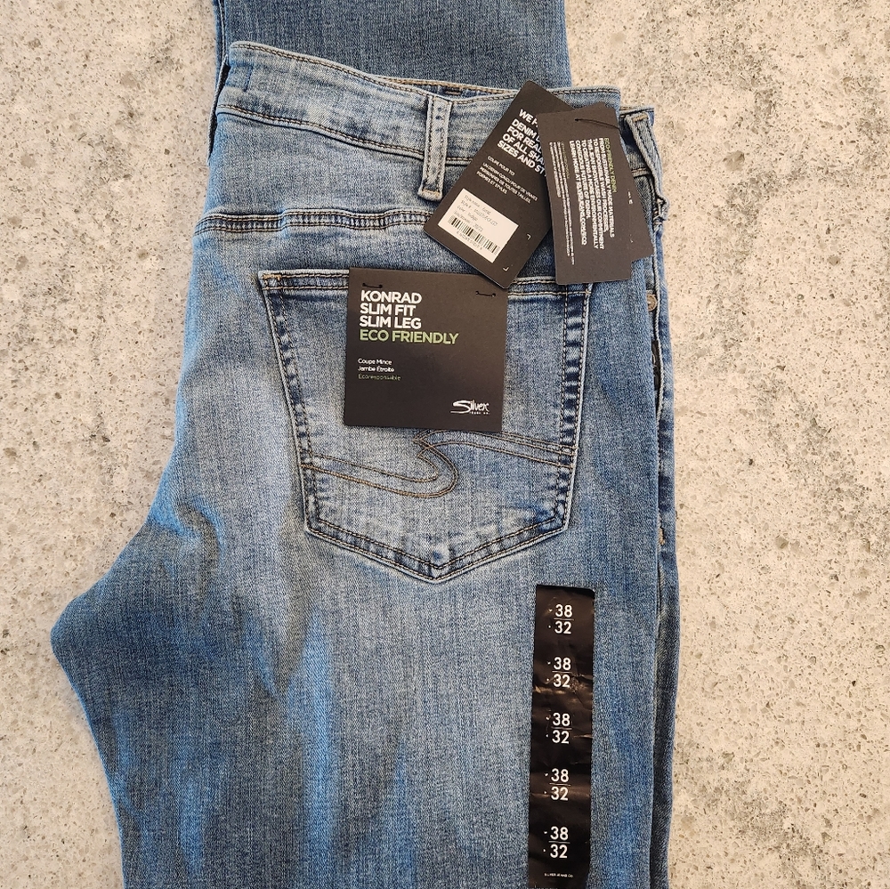 NWT 38x32 Silver Konrad Jeans